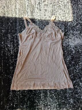 Vintage Carroll Reed Champagne Lace Trim Slip Cami Size 44 Plus Romantic